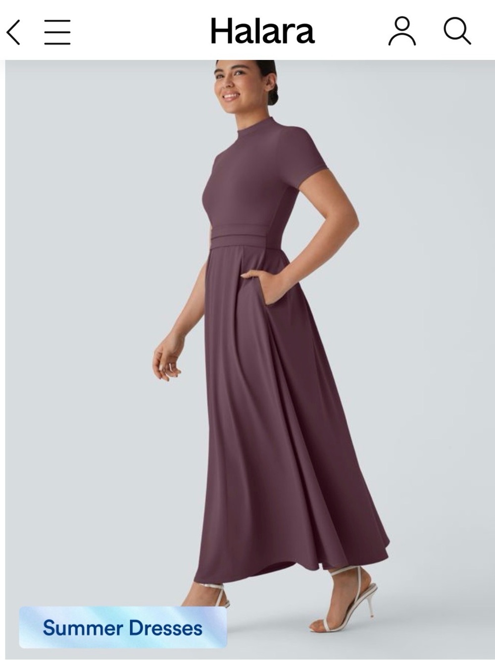 NWT ✨ HALARA Short-Sleeve Maxi Dress in Plum